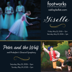 Footworks Youth Ballet is returning to the Ventura College Performing Arts Center in May with their Spring productions of Giselle and Peter and the Wolf! Admission prices are $28 to $33.    Giselle Performances Friday May 22 at 7 p.m. Saturday May 23 at 1 p.m.  Peter and the Wolf Performances Saturday May 23 at 5 p.m.  Sunday May 24 at 1 p.m. 