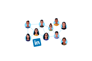 Network of Faces and LinkedIn Logo