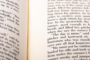 Up close of an open book.