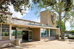 Photo of Ventura College Administration Building, Text below reads: Administrative, College Administration and Operations