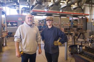 Welding Professor Mike Clark, and a VC Welding Student