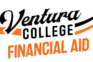 Ventura College Financial Aid Logo with Orange and Black Wave