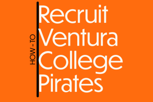 Image of orange background, text reads "How to recruit Ventura College Pirates"