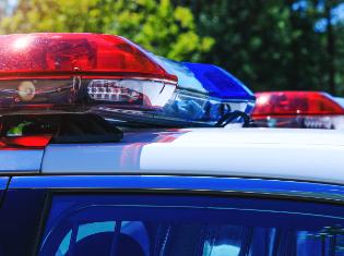 Close up of the lights on top of a police vehicle. 