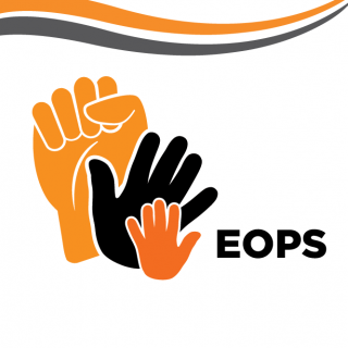 Graphic of a Fist and Two Waving Hands with text that reads EOPS