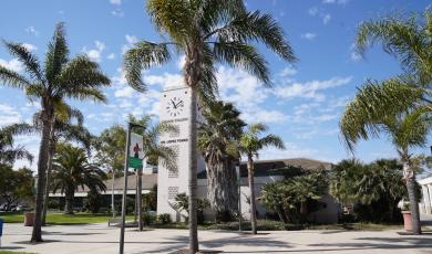 A view of the bell tower at Oxnard College.