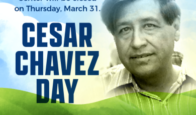 Photo of Cesar Chavez with text that reads: All VCCCD Campus