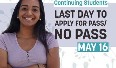 Text “Spring 2024. Continuing students. Last day to apply fo