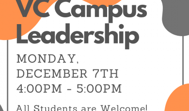 VC, ASVC, and VC East Campus logos along the bottom of a graphic with text that reads: Q&A with VC Campus Leadership, Monday, December 7th 4:00pm - 5:00pm All Students are Welcome!