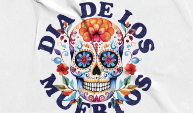Ventura College East Campus Dia de los muertos skull and flowers Oct 29 5 to 7 pm