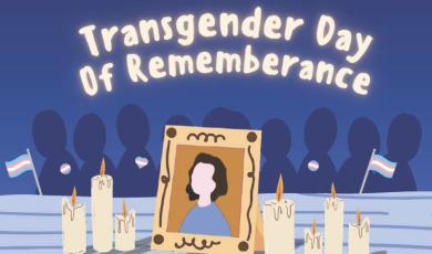 Ventura College logo with photo frame and candles Transgender Day of Remembrance Wednesday Nov 19 6 to 8  pm at Guthrie Hall