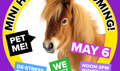 Mini horses are coming May 6 Pet me De stress to the Max Noon to 2 pm  Guthrie Hall Lawn We can't stay away