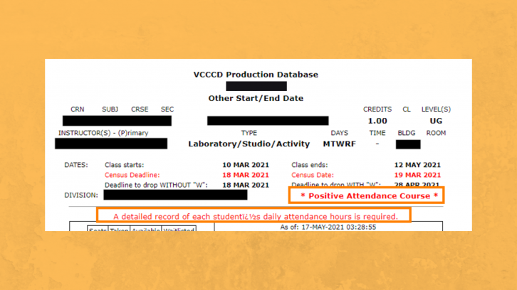 Faculty roster says if it's positive attendance