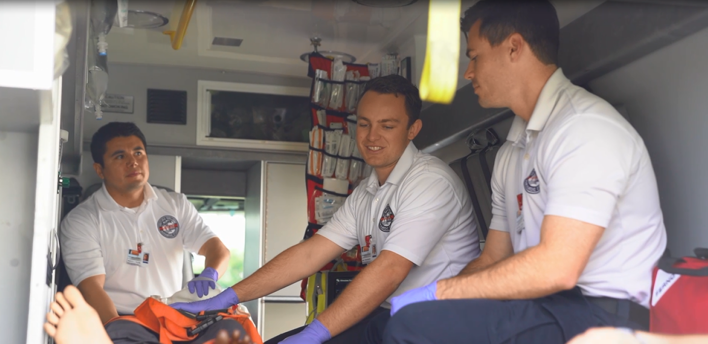 Ventura College Paramedic Students in an ambulance