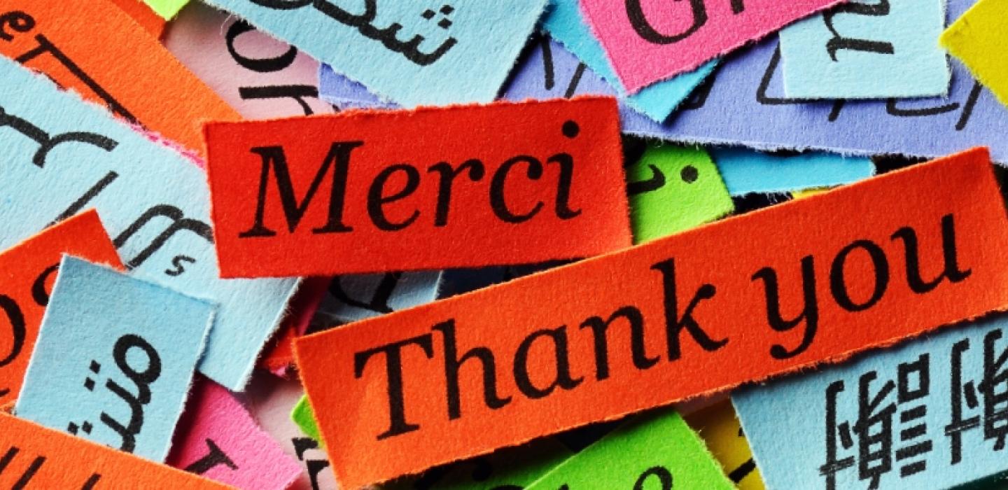 "Thank You" written in several different languages.