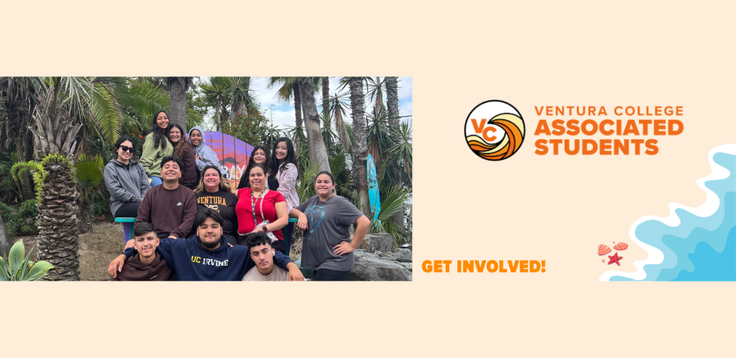 Associated Student of Ventura College group photo with the ASVC logo and a message saying Get Involved