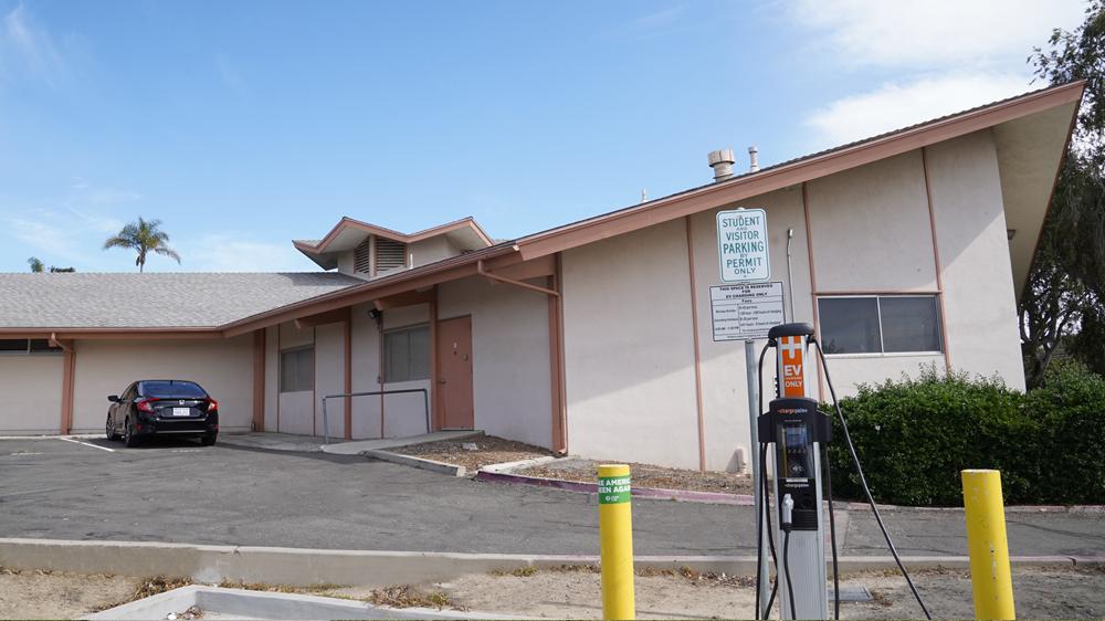 Wright Event Center building and electric car charging station