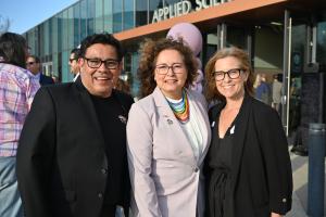 Ventura College President Claudia Lourido-Habib, center, sta