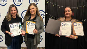 Left: Vanessa Stotler and Janeene Nagaoka holding two CCPRO 